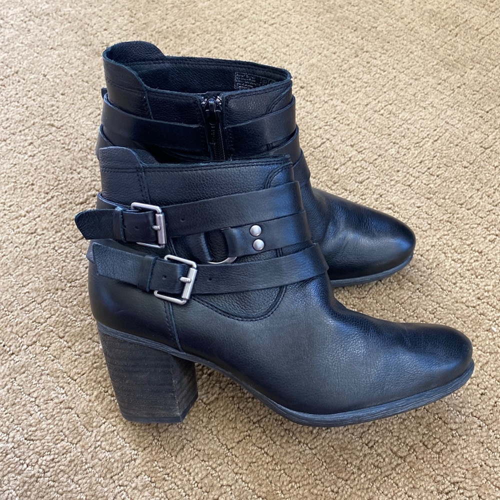 JOSEF SEIBEL Britney 02 Black Leather Ankle Boots Strappy Women’s EU 37 US 6-6.5